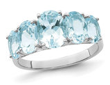 3.00 Carat (ctw) Light Aquamarine Five Stone Ring in Sterling Silver 